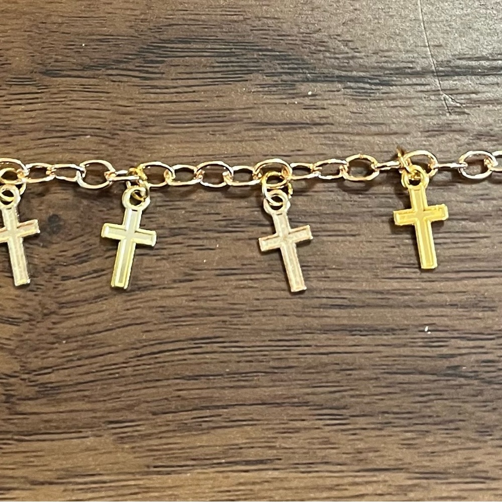 Gold Cross Charm Bracelet